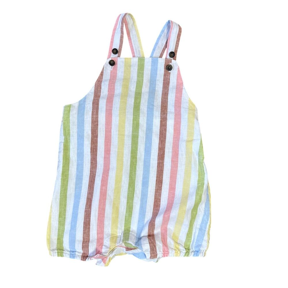 Janie and Jack Pastel Stripe Romper Overalls Size 12 - 18 months